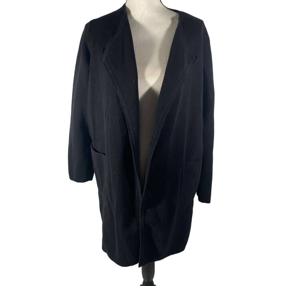 Quince Organic Cotton Open-Front Cardigan sweater blazer M nuetral closet staple